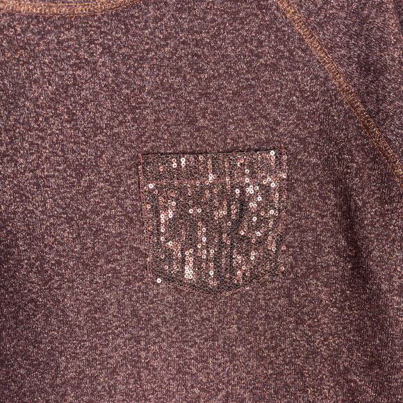 Lane Bryant Sweater 18 20 Burgundy Sequin Metallic Shimmery Stretch Copper Comfy - Picture 4 of 10